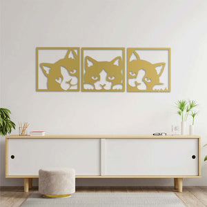 Geometric Cat Metal Wall Art | Modern Animal Decorative Wall Sculpture