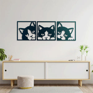 Geometric Cat Metal Wall Art | Modern Animal Decorative Wall Sculpture