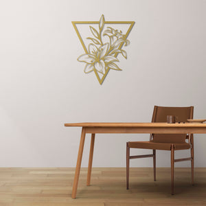 Geometric Lily Metal Wall Art | Floral Decorative Wall Sculpture