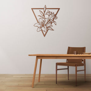Geometric Lily Metal Wall Art | Floral Decorative Wall Sculpture
