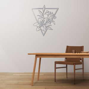Geometric Lily Metal Wall Art | Floral Decorative Wall Sculpture