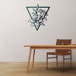 Geometric Lily Metal Wall Art | Floral Decorative Wall Sculpture