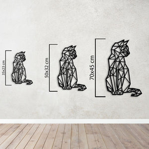 Geometric Cat Trio Metal Wall Art | Decorative Animal Wall Sculpture