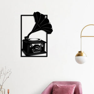 Nostalgic Rhythms Gramophone Metal Wall Art | Vintage Wall Sculpture