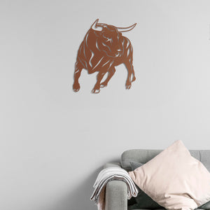 Powerful Bull Metal Wall Art | Decorative Animal Wall Sculpture Decor