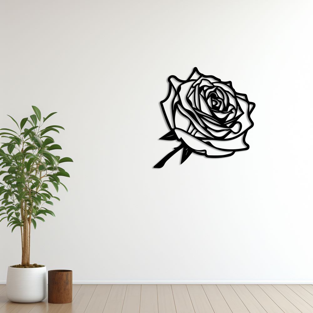 Elegant black rose metal wall art ideal for modern bedroom decor
