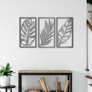 Triple Leaf Metal Wall Art | Decorative Botanical Wall Sculpture