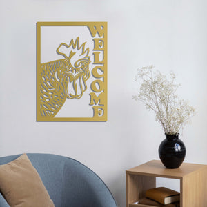 Welcome Rooster Metal Wall Art | Decorative Farmhouse Wall Sculpture