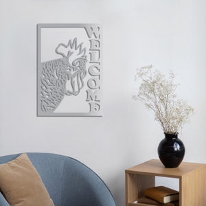 Welcome Rooster Metal Wall Art | Decorative Farmhouse Wall Sculpture