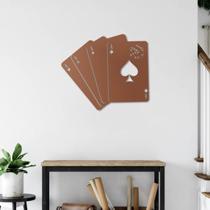 Playing Cards Metal Wall Art | Decorative Gaming Wall Sculpture