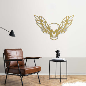 Winged Skull Metal Wall Art | Gothic Decorative Wall Sculpture Decor
