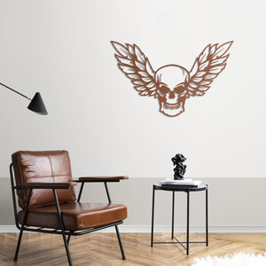 Winged Skull Metal Wall Art | Gothic Decorative Wall Sculpture Decor