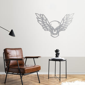 Winged Skull Metal Wall Art | Gothic Decorative Wall Sculpture Decor