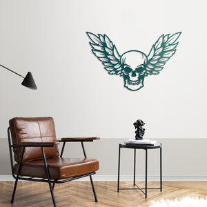 Winged Skull Metal Wall Art | Gothic Decorative Wall Sculpture Decor