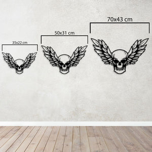Winged Skull Metal Wall Art | Gothic Decorative Wall Sculpture Decor