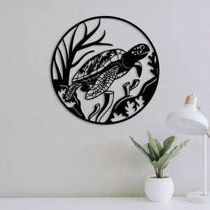 Turtle Metal Wall Art | Decorative Sea Life Wall Sculpture Decor