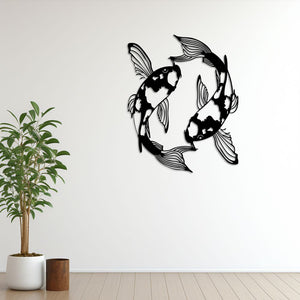 Koi Fish Metal Wall Art | Decorative Zen Wall Sculpture Decor