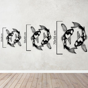 Koi Fish Metal Wall Art | Decorative Zen Wall Sculpture Decor