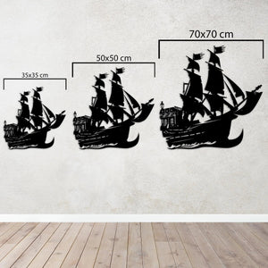 Korsan Gemisi Metal Duvar Dekoru Laser Artique