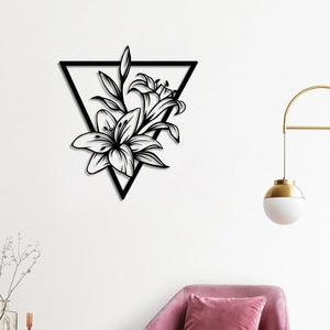 Geometric Lily Metal Wall Art | Floral Decorative Wall Sculpture