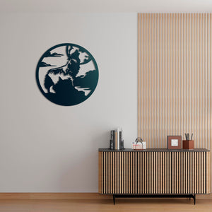 Wolf and Full Moon Metal Wall Art | Decorative Animal Wall Sculpture