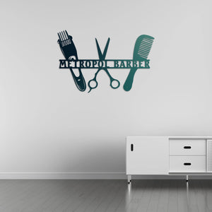 Özelleştirilebilir Berber Meslek Metal Duvar Dekoru Laser Artique