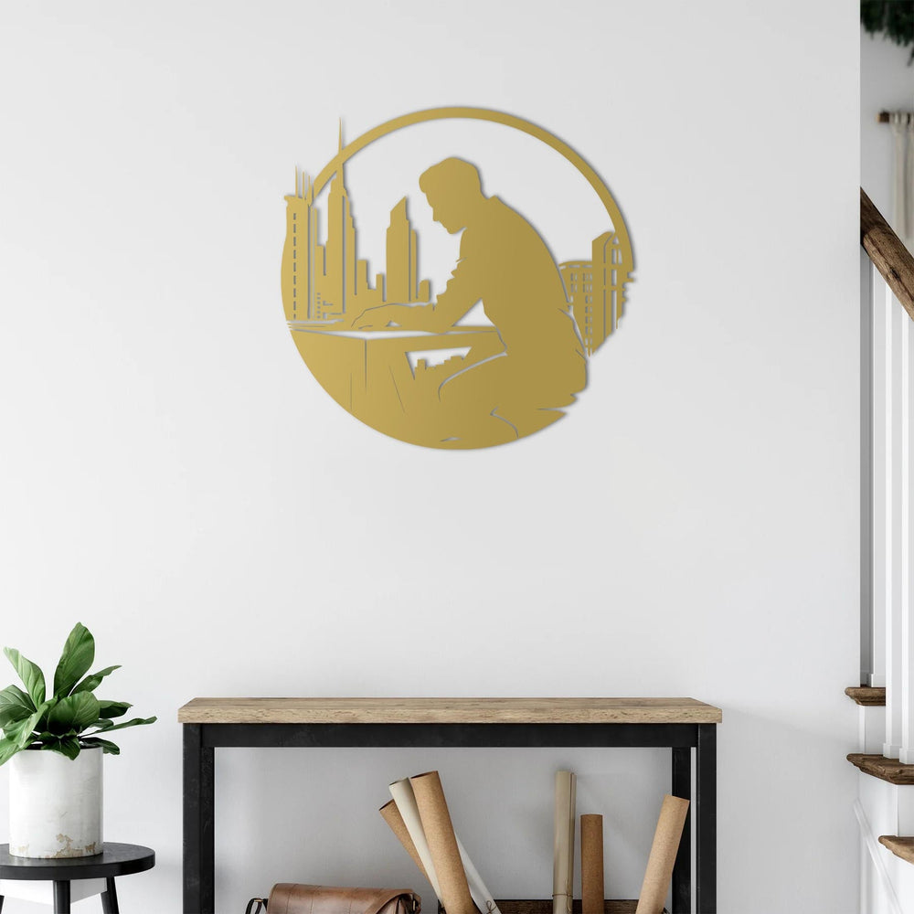 Architect of the City Metal Wall Art | Modern Skyline Sculpture