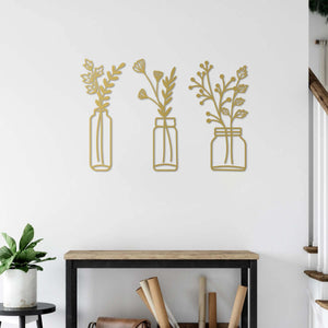 Modern Vase Silhouettes Metal Wall Art | Decorative Wall Sculpture