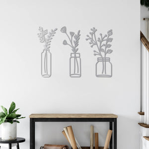 Modern Vase Silhouettes Metal Wall Art | Decorative Wall Sculpture