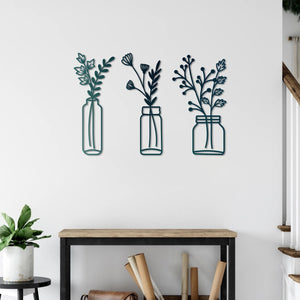 Modern Vase Silhouettes Metal Wall Art | Decorative Wall Sculpture
