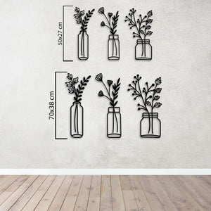 Modern Vase Silhouettes Metal Wall Art | Decorative Wall Sculpture