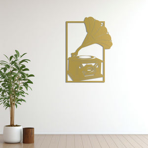 Nostalgic Rhythms Gramophone Metal Wall Art | Vintage Wall Sculpture