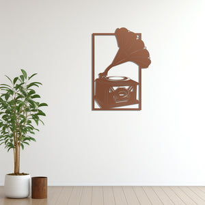 Nostalgic Rhythms Gramophone Metal Wall Art | Vintage Wall Sculpture