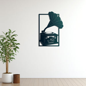 Nostalgic Rhythms Gramophone Metal Wall Art | Vintage Wall Sculpture