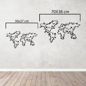 Nature-Integrated World Map Metal Wall Art | Earth Wall Sculpture