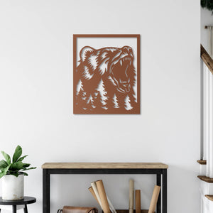 Roaring Forest Bear Metal Wall Art | Wildlife Wall Sculpture Decor