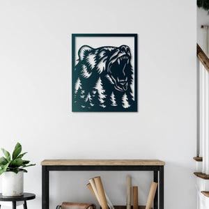 Roaring Forest Bear Metal Wall Art | Wildlife Wall Sculpture Decor