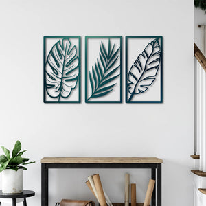 Triple Leaf Metal Wall Art | Decorative Botanical Wall Sculpture