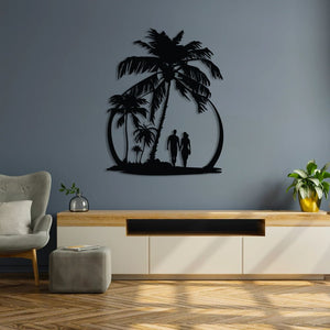 Walk on the Beach Metal Wall Art | Decorative Coastal Wall Sculpture