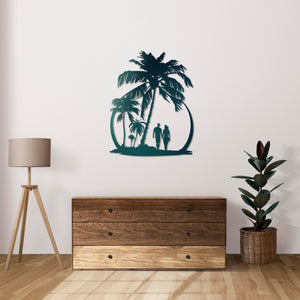 Walk on the Beach Metal Wall Art | Decorative Coastal Wall Sculpture