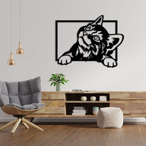 Playful Cat Metal Wall Art | Decorative Pet Lover Wall Sculpture