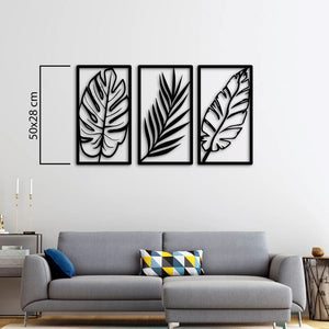 Triple Leaf Metal Wall Art | Decorative Botanical Wall Sculpture