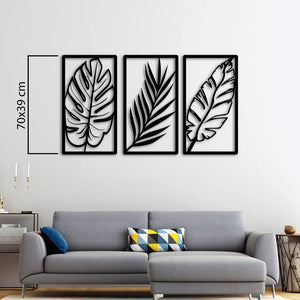 Triple Leaf Metal Wall Art | Decorative Botanical Wall Sculpture