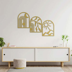 Three Rhythms: Moon, Nature, Sun Metal Wall Art | Decorative Sculpture