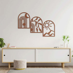 Three Rhythms: Moon, Nature, Sun Metal Wall Art | Decorative Sculpture