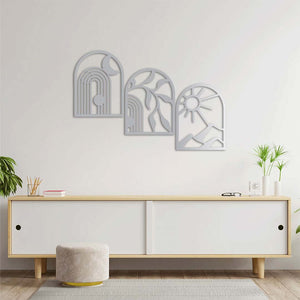 Three Rhythms: Moon, Nature, Sun Metal Wall Art | Decorative Sculpture