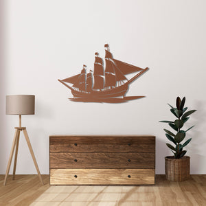 Faraway Lands Sailing Ship Metal Wall Art | Nautical Wall Sculpture
