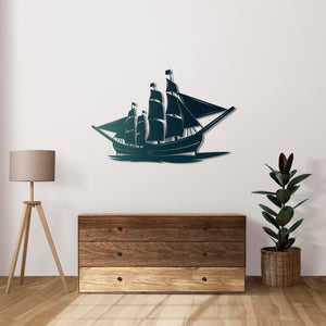 Faraway Lands Sailing Ship Metal Wall Art | Nautical Wall Sculpture