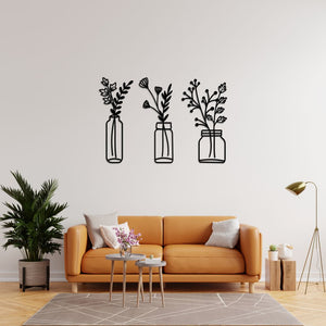 Modern Vase Silhouettes Metal Wall Art | Decorative Wall Sculpture