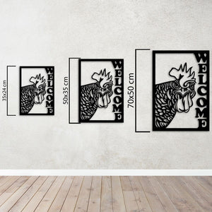 Welcome Rooster Metal Wall Art | Decorative Farmhouse Wall Sculpture